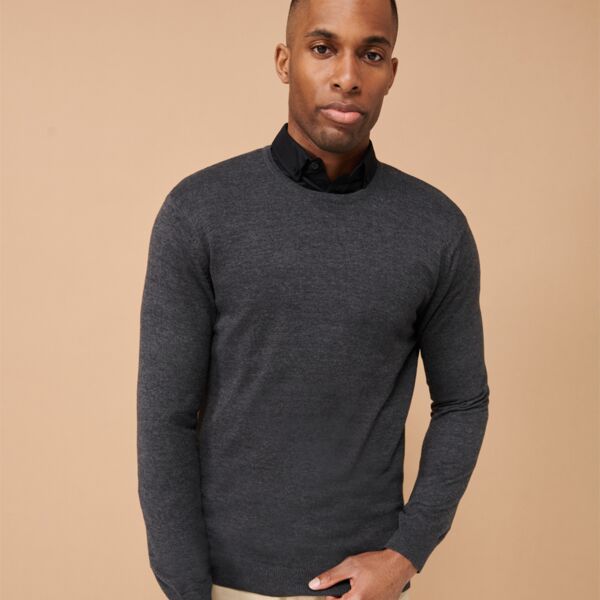 Henbury Lightweight Cotton Acrylic Crew Neck Sweater Thumbnail