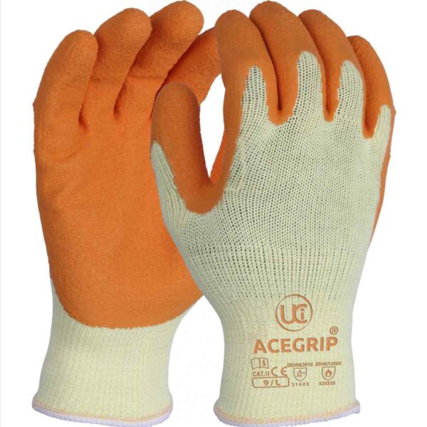 ACEGRIP-Orange Premium Latex Grip Glove (Pack of 10) Thumbnail